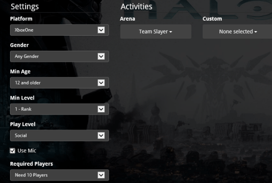Choose specific gaming modes, preferences, and time